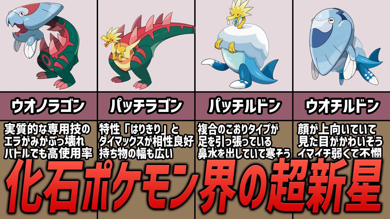 化石最強のパッチラゴンとウオノラゴンを解説【ポケモン考察】