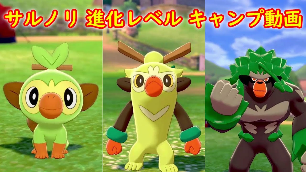 【サルノリ → バチンキー → ゴリランダー】進化レベル 攻略 + キャンプで遊ぶ【ポケモン ソード シールド ポケモン剣盾】