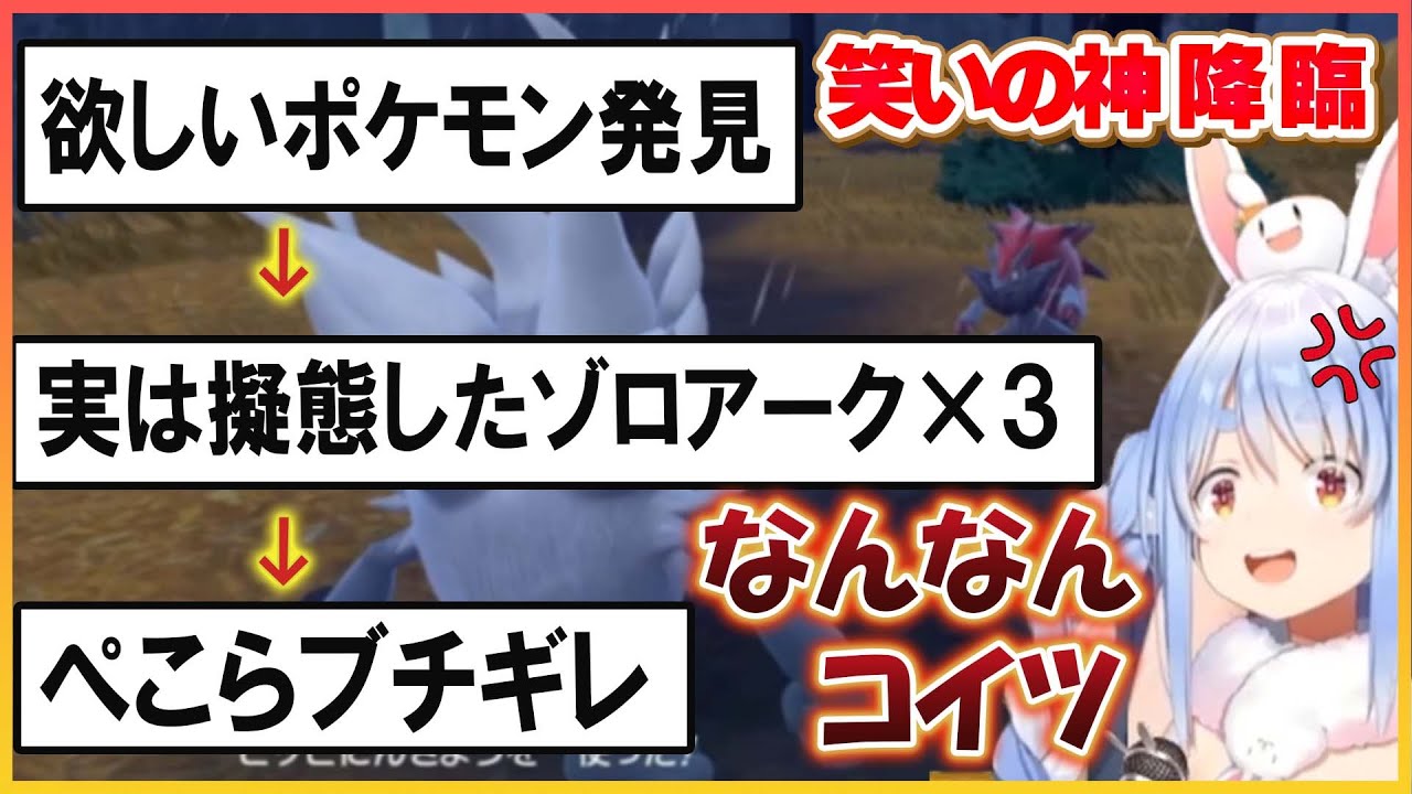 【ホロライブ切り抜き】笑いの神が降臨 ぺこらの欲しいポケモンに擬態してくるゾロアーク（3回）にブチギレるぺこらｗ【兎田ぺこら/hololive】