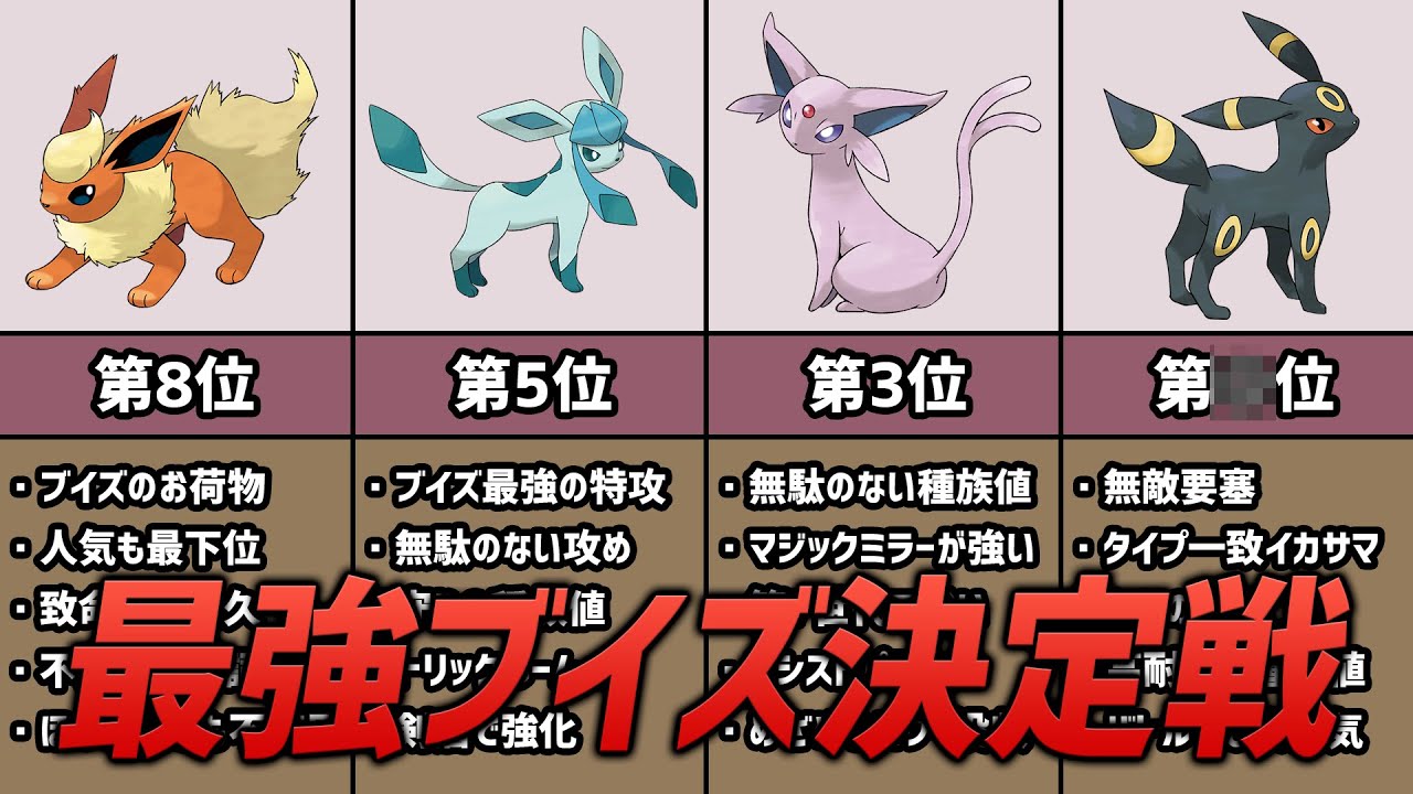 【ポケモン考察】対戦ガチ勢によるブイズ最強ランキング決定戦