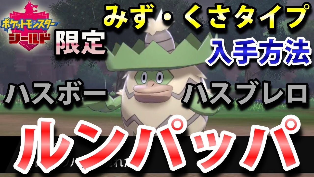 【ポケモン剣盾】『ルンパッパ（ハスボー・ハスブレロ）』の出現場所・入手方法！タイプ「みず・くさ」実況解説【シールド限定】ニャン速ちゃんねる