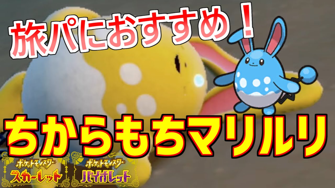 旅パ・ストーリー攻略におすすめ「ちからもちマリルリ」をご紹介！【ポケモンSV】