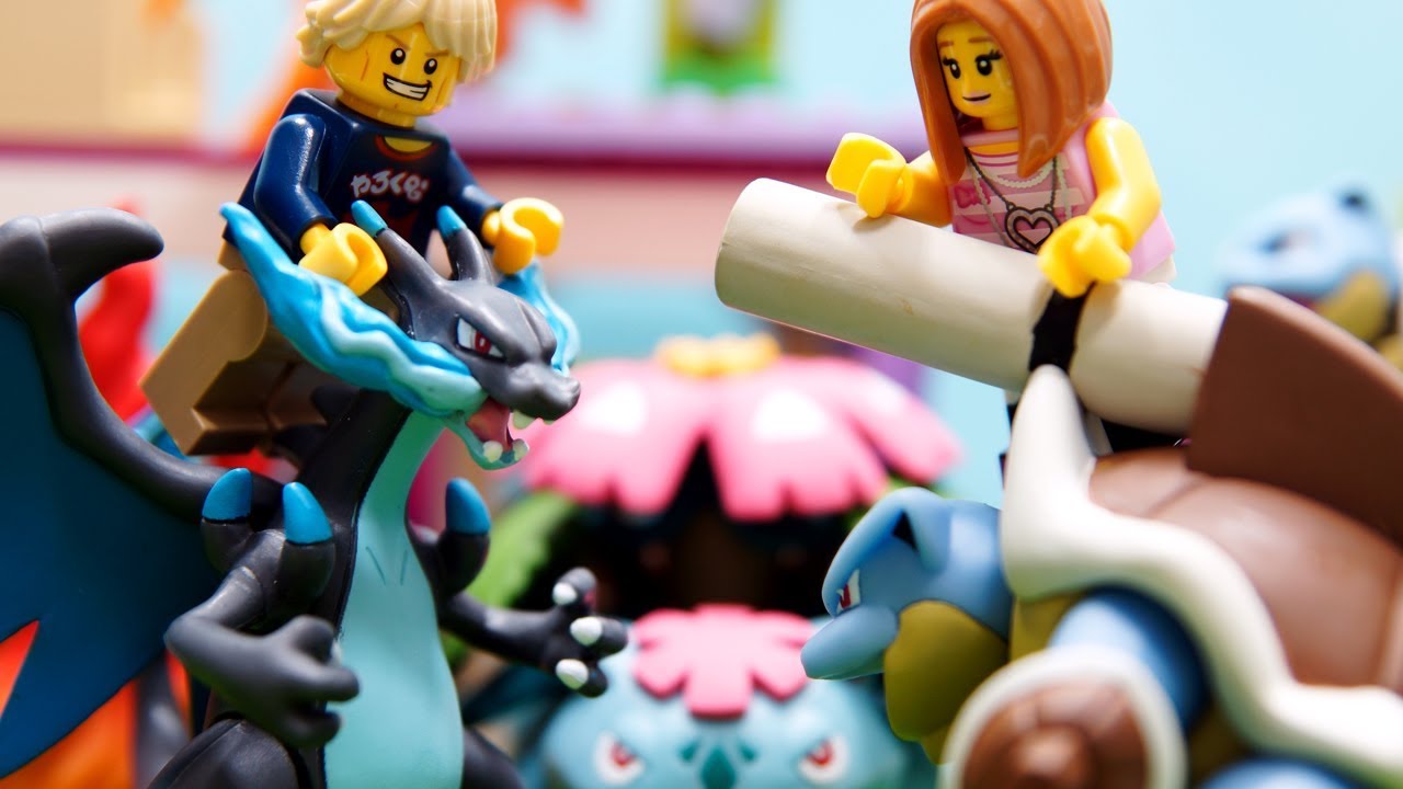 【LEGOとゲーム遊び】ポケモン スピード進化ごっこ メガカメックスVSメガリザードンのポッ拳バトルで勝負だ！【アナケナ&カルちゃん】Pokemon