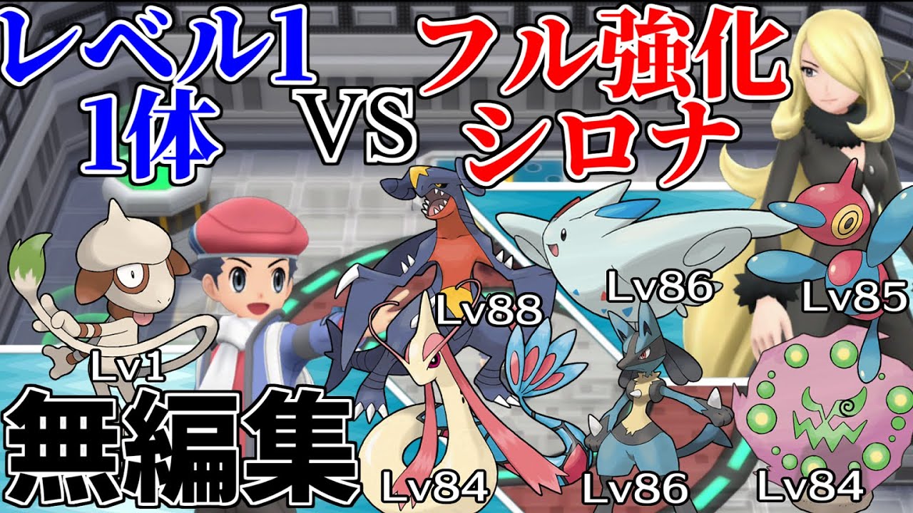 【無編集】レベル1ドーブル1体でフル強化シロナを倒す【ポケモンBDSP】
