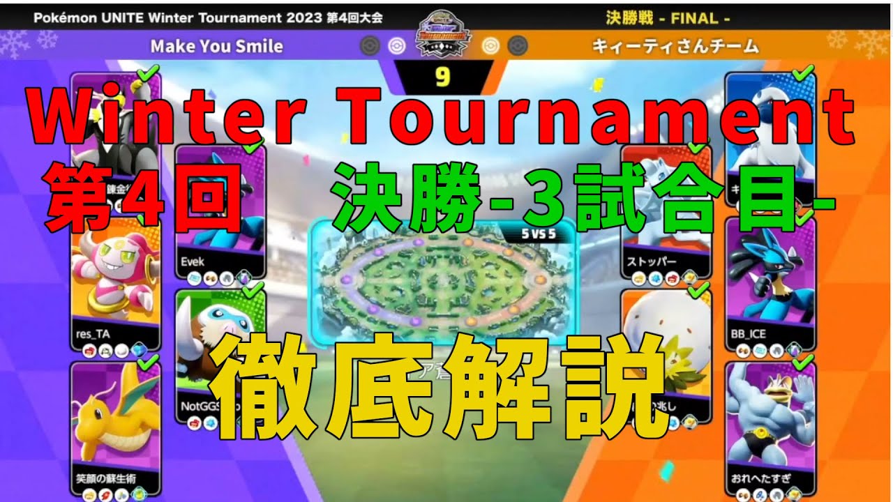 Winter Tournament第四回決勝(3試合目)を徹底解説！の巻【詳細解説268】【ポケモンユナイト】【ゆっくり解説】