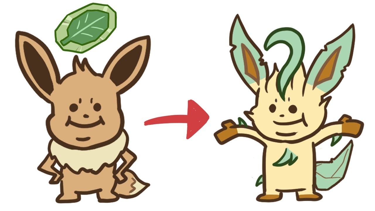 リーフィアに進化するイーブイ