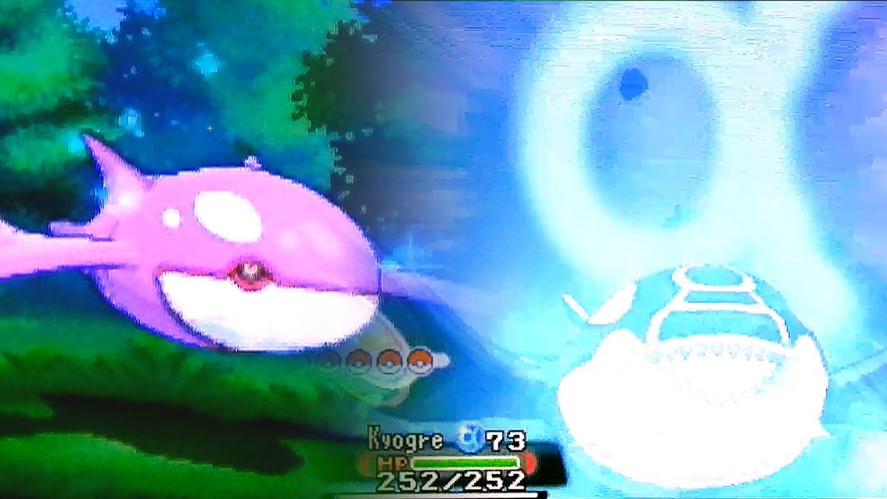 【ポケモン オメガルビー】 ゲンシカイオーガ 色違い&カイオーガ 色違い＋専用技こんげんのはどう　【ゲンシカイキ エフェクト】Pokemon ORAS Shiny Primal Kyogre!!伝説