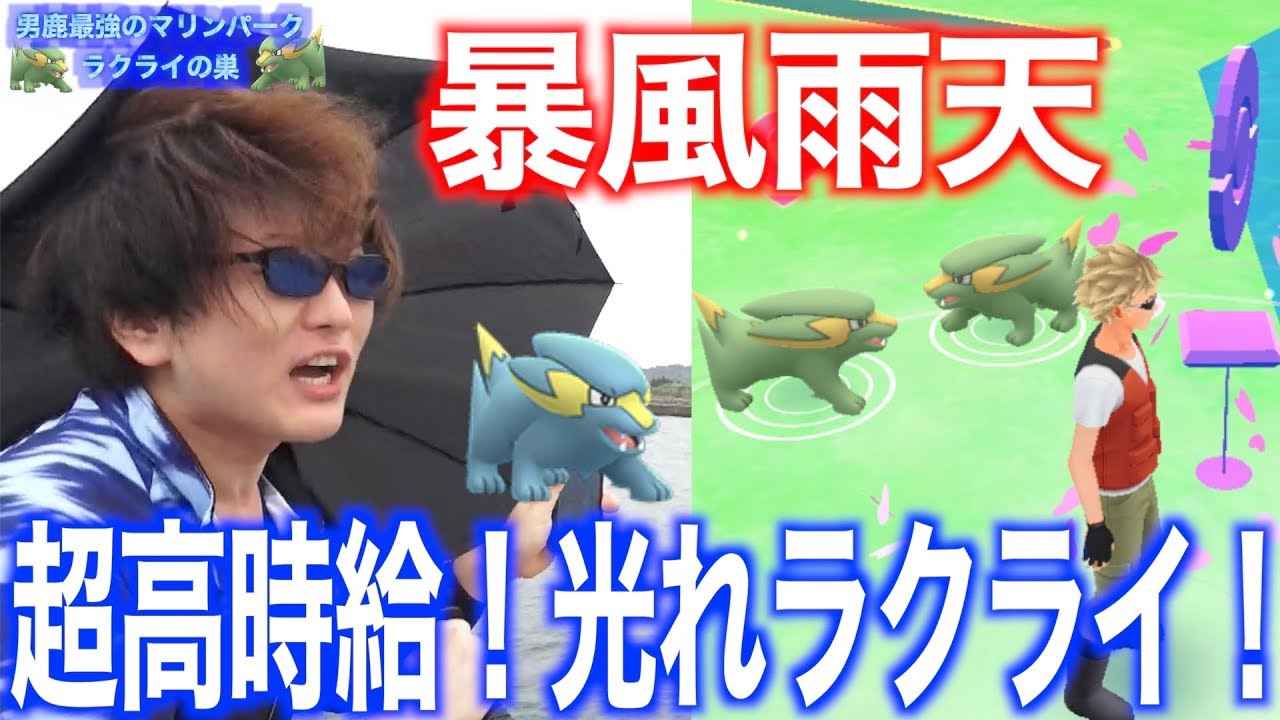 風神招来！ラクライの巣にて雄叫び！マリンパークが男鹿最強の巣になりました【ポケモンGO】