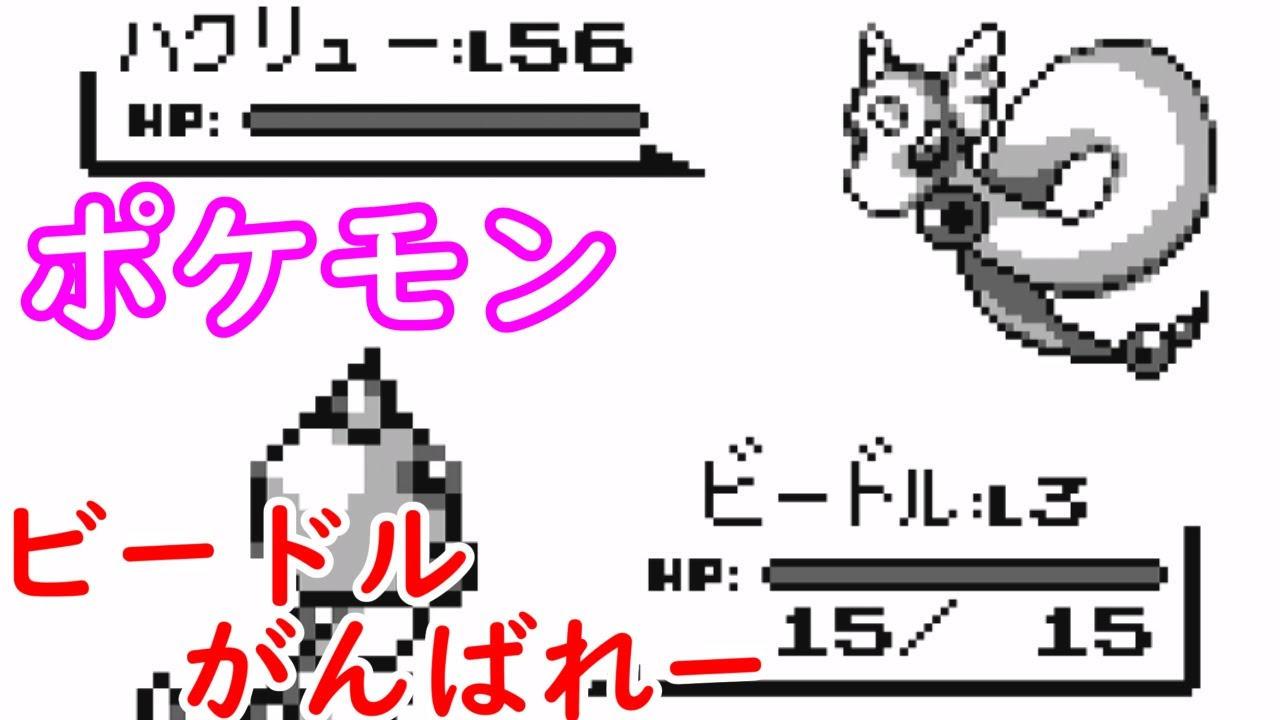 【初代ポケモン】捕獲直後のビードル（Lv3） VS ワタルのハクリュー（Lv56）【赤・緑・青・ピカチュウ】