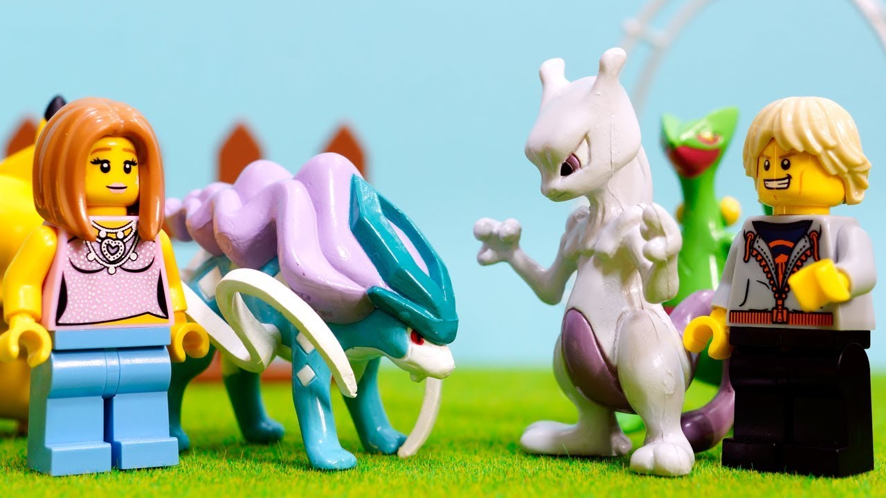 【LEGO遊び】ポケモンごっこ 伝説のポケモン対決！ポッ拳のスイクンVSミュウツーでバトルだ！そしてオンラインでガチバトル！【アナケナ&カルちゃんのキッズアニメ】Pokemon