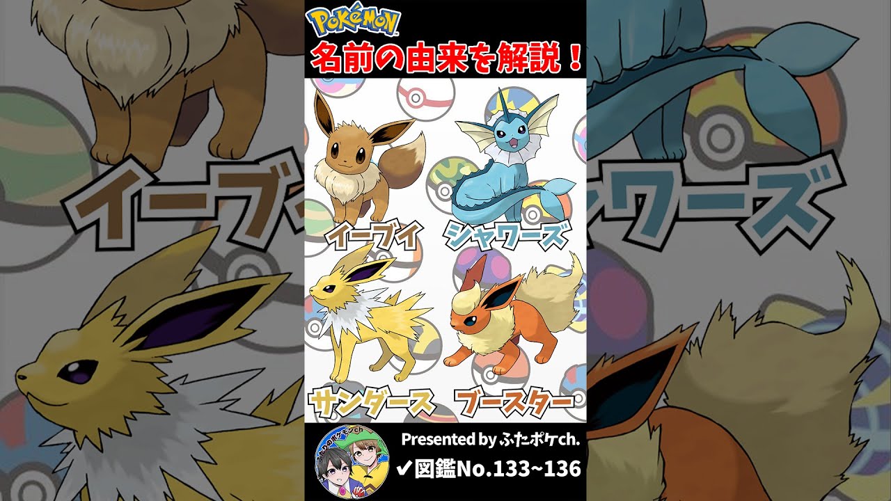 ポケモン名の由来『イーブイ・シャワーズ・サンダース・ブースター』 #Shorts