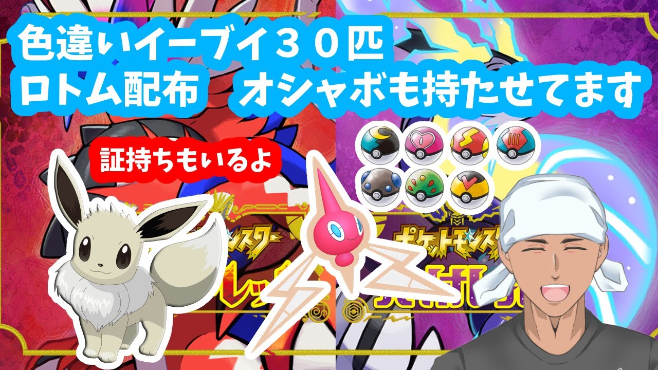 【ポケモンSV】お年玉企画　全員オシャボ持ち色違いイーブイ３０体配布　色違いロトムも※ボールは選べません