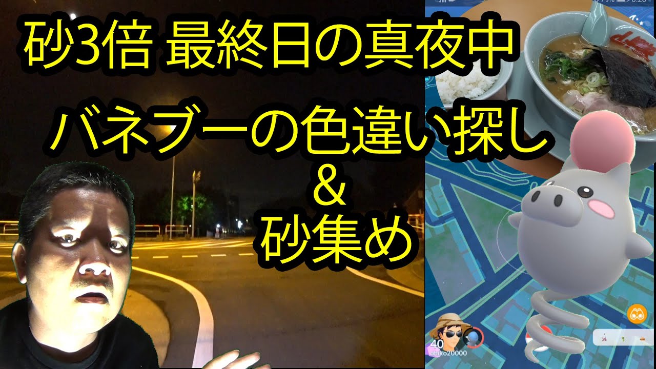 砂三倍最終日、深夜の砂稼ぎ＆バネブー色違い探し