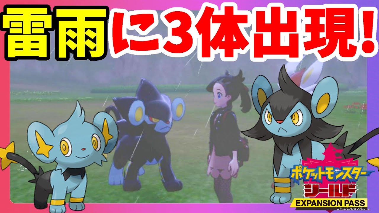【ポケモンソードシールド】雷雨にコリンク！ルクシオ！レントラー！新ポケモンゲット！鎧の孤島【エキスパンションパス第1弾】