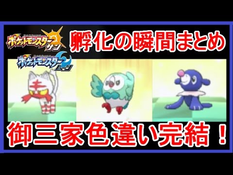 【実況】 ポケモンサンムーン 色違い モクロー / ニャビー / アシマリ 孵化の瞬間！  【メイルス】