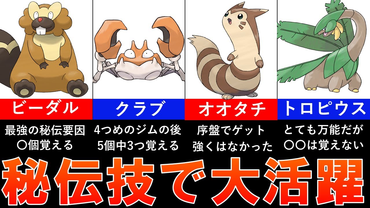 歴代ポケモンの秘伝技要因として活躍していたポケモンまとめ！表舞台では目立たないがみんなお世話になった？【ゆっくり解説】