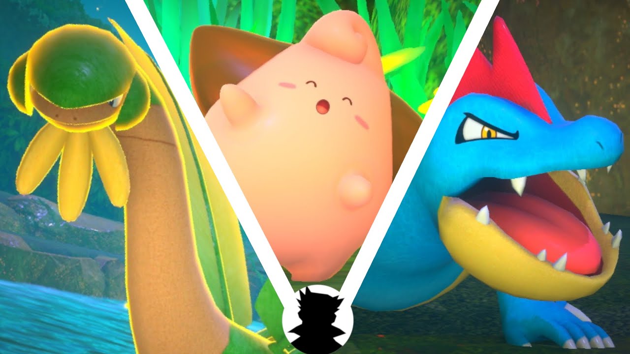 【New ポケモンスナップリサーチ】ピィ・トロピウス・オーダイル＜月夜のかわいい可愛いヨーヨーリバー＞