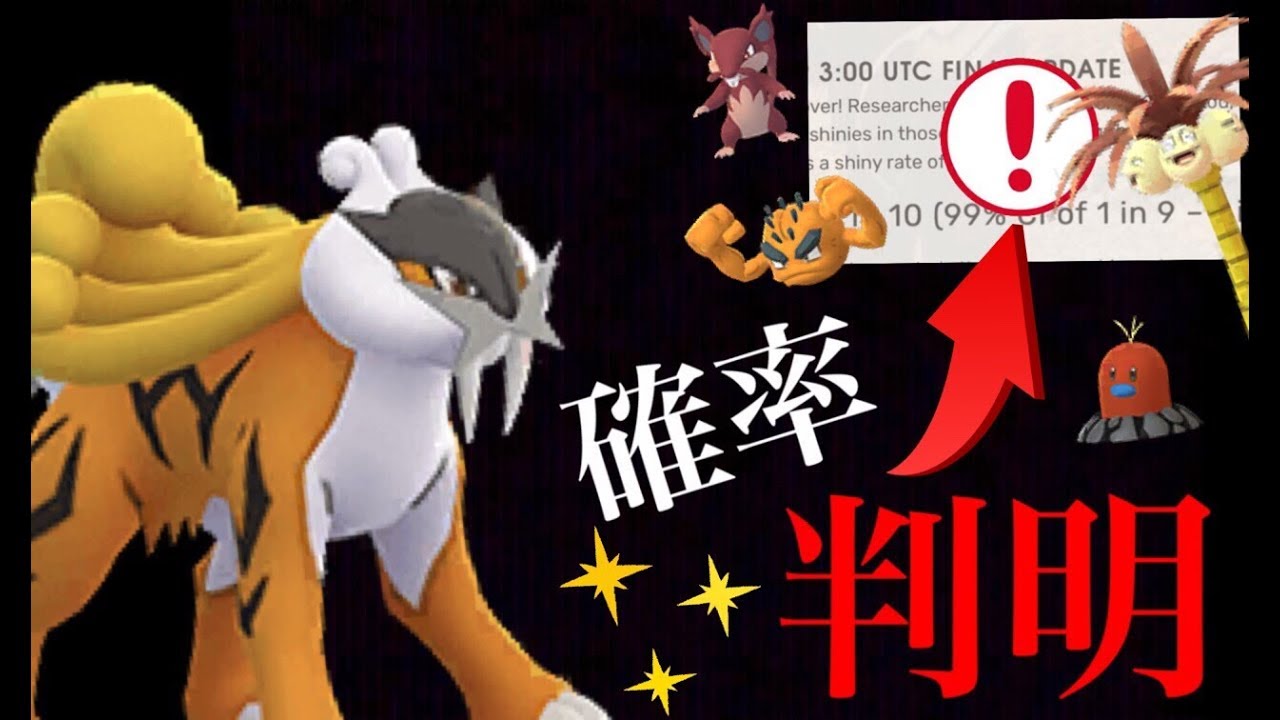 【ポケモンGO】野生の色違いアローラポケモンや色違いライコウの確率が判明！海外サイト調査による１５００匹以上の結果は・・？【Pokemon GO】