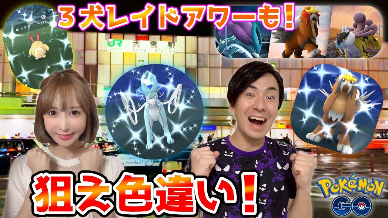 ポケモンGO『オタチ&グライガー色違い探し！三犬レイドアワー１８連も★』