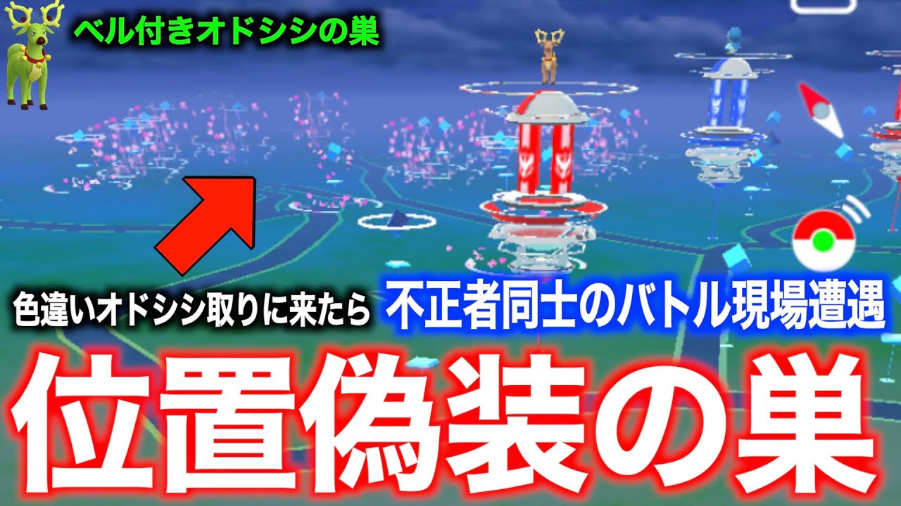 不正者同士のバトルに潜入！？色違いオドシシの巣に行ったら位置偽装の巣になってて有り得ない現場に遭遇した【ポケモンGO】
