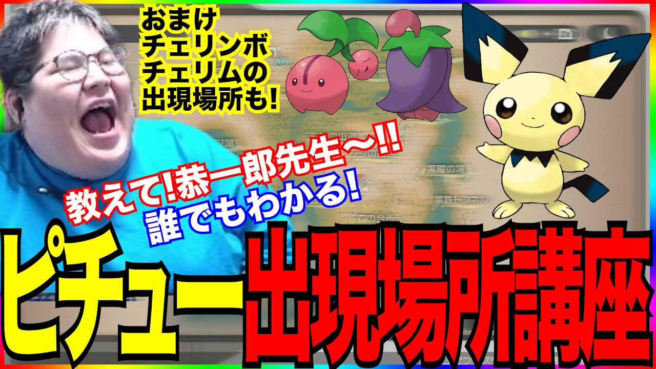 【ポケモンアルセウス】教えて!恭一郎先生～!!ピチュー出現場所講座。チェリムチェリンボ出現場所も！(2022/02/02)