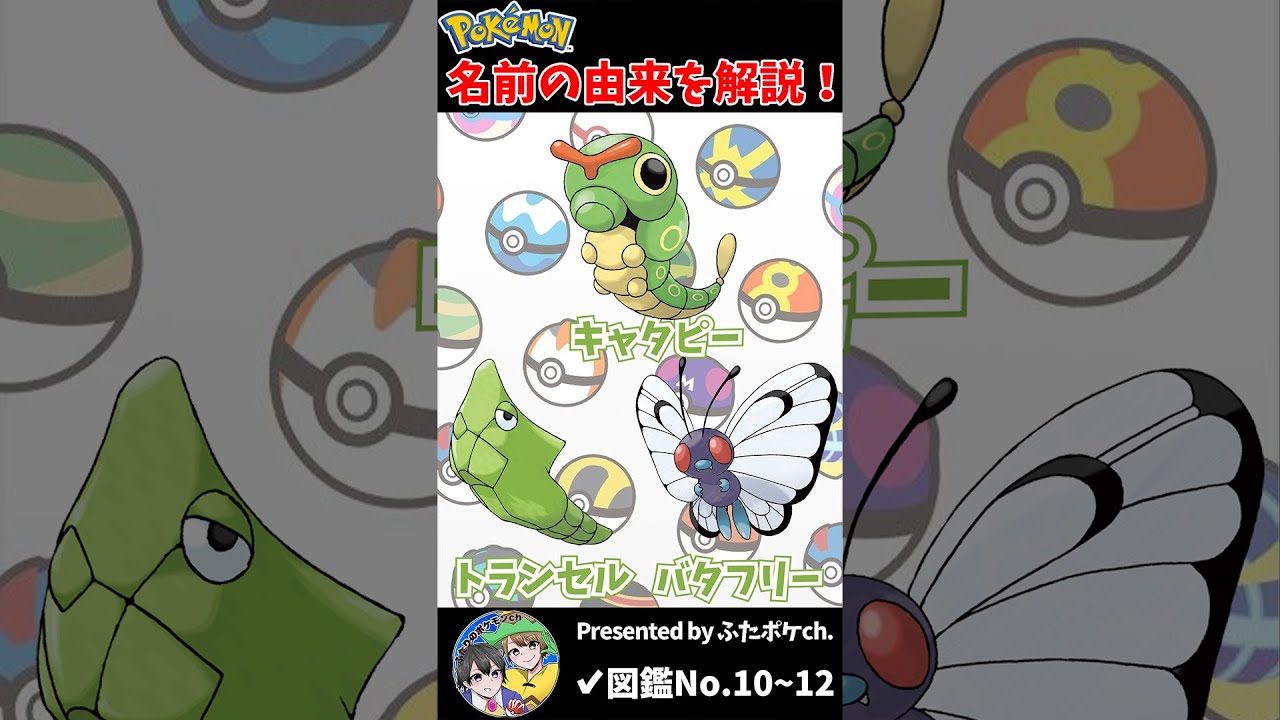 ポケモン名の由来『キャタピー・トランセル・バタフリー』 #Shorts