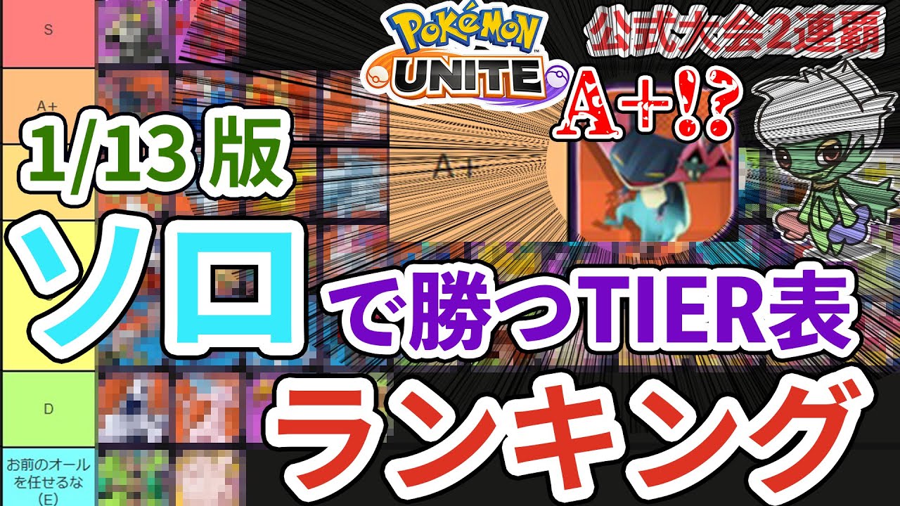 【1/13版】ポケユナソロランクTier表！　最上位にドラパルト？！　一撃ウーラオスとストライクの影響は？！【ポケモンユナイト】