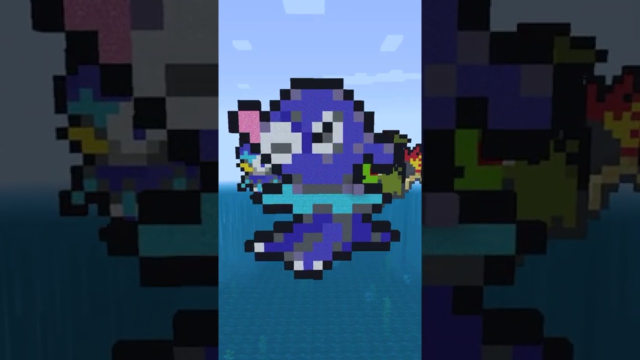 アシマリの泳ぐ速さは…  #shorts  【マイクラ ポケモンドット絵】【Minecraft/マインクラフト】