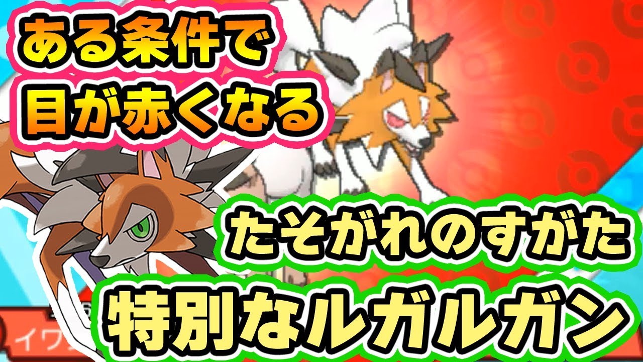【ポケモンUSUM】ある条件下でルガルガン(たそがれのすがた)の目が赤くなる！特別なイワンコの入手方法や時間【ウルトラサンムーン実況】
