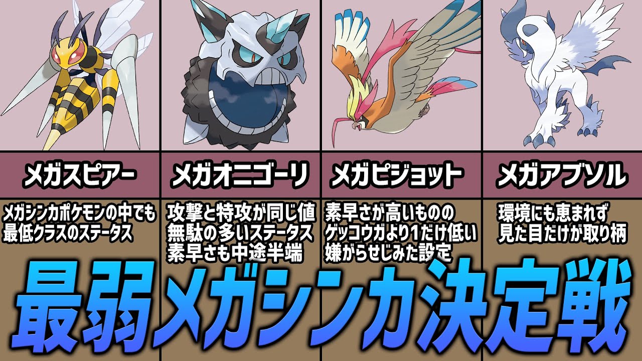 【ポケモン考察】弱すぎるメガシンカポケモンTOP10