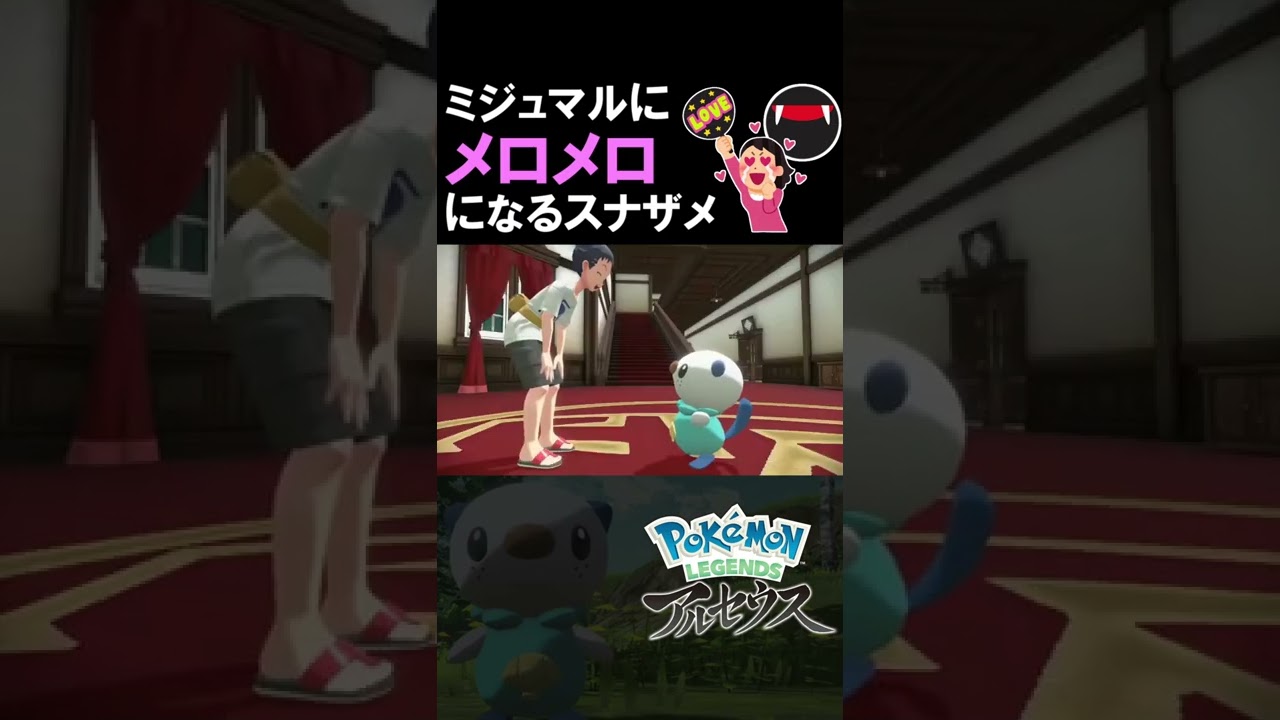 ミジュマルが可愛すぎてメロメロになるスナザメ【ポケモンアルセウス】 #Shorts #ポケモン #スナザメ