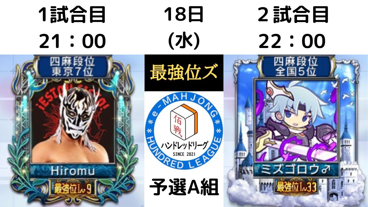 【麻雀MJ】ハンドレッドリーグ　最強位ズ　ヒロム＆ミズゴロウ　第３＆４試合目/全２５試合