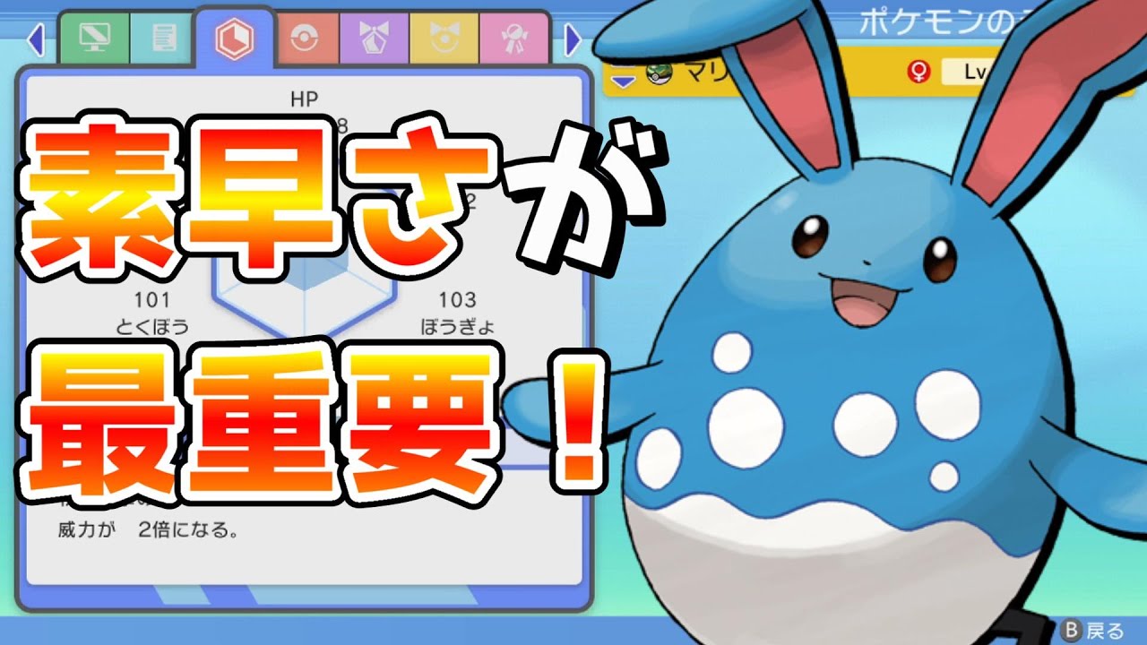【BDSP育成論】マリルリで勝ちたいなら素早さを振れ！！！