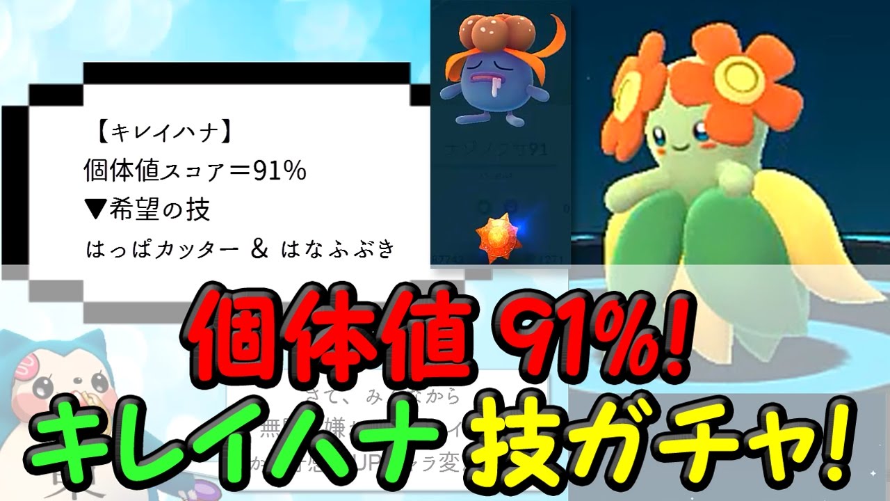 キレイハナ厳選技ガチャ個体値91％ナゾノクサ進化
