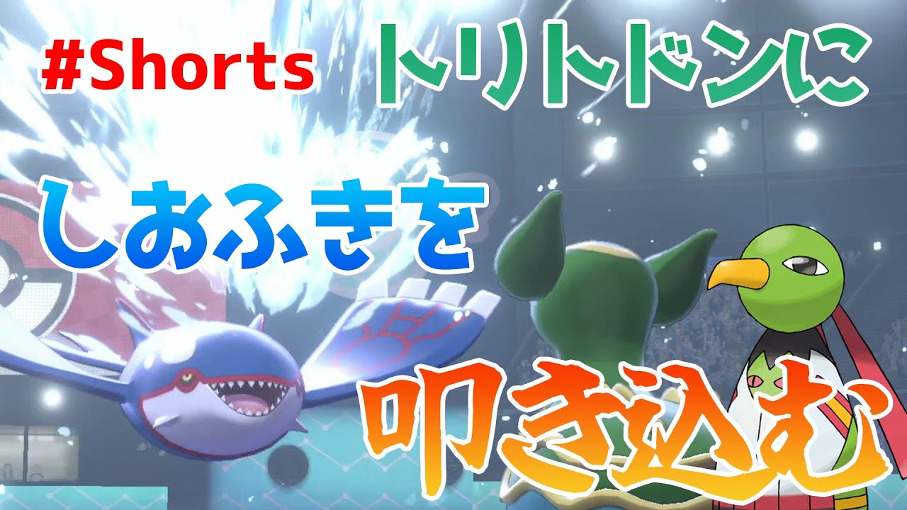 カイオーガがトリトドンにしおふきを叩き込む動画。ネイティオの力を借りて【ポケモン剣盾】 #Shorts