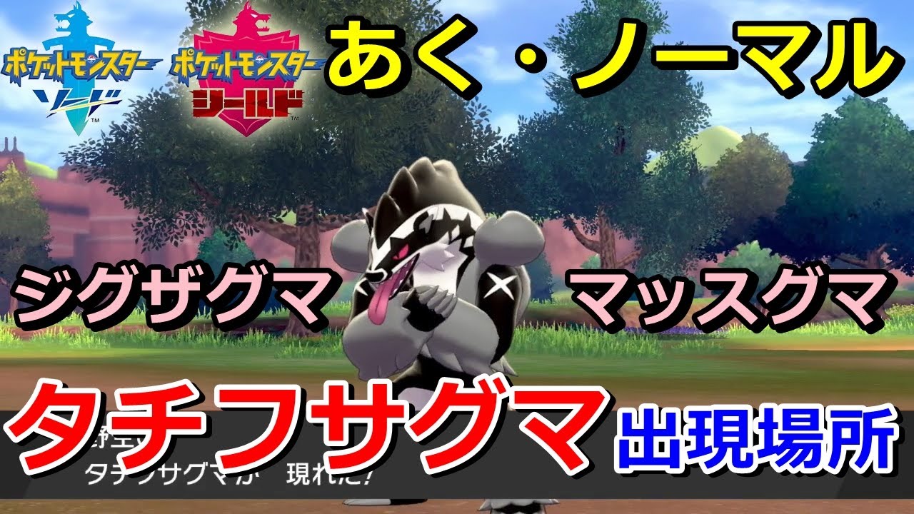 【ポケモン剣盾】『タチフサグマ（ジグザグマ・マッスグマ）』の出現場所・入手方法！タイプ「あく・ノーマル」実況解説【ソード・シールド】ニャン速ちゃんねる