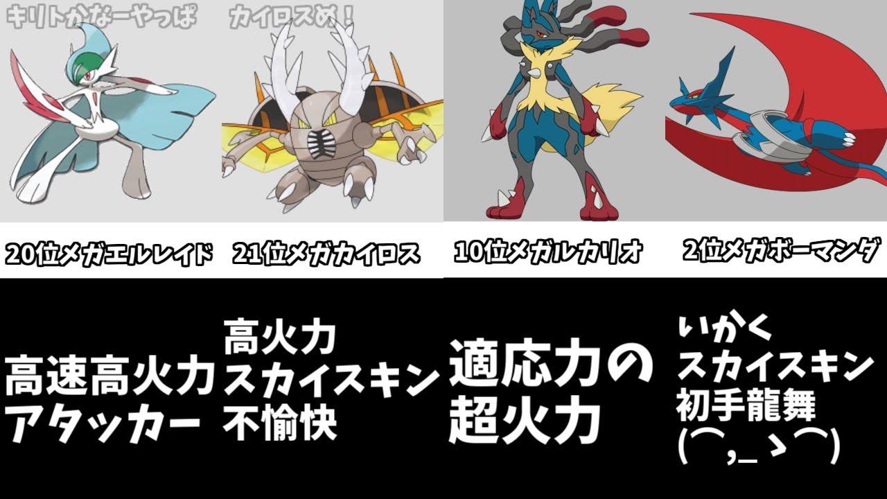 【ポケモン】最強のメガシンカポケモンランキング【比較系】【ポケモン剣盾】