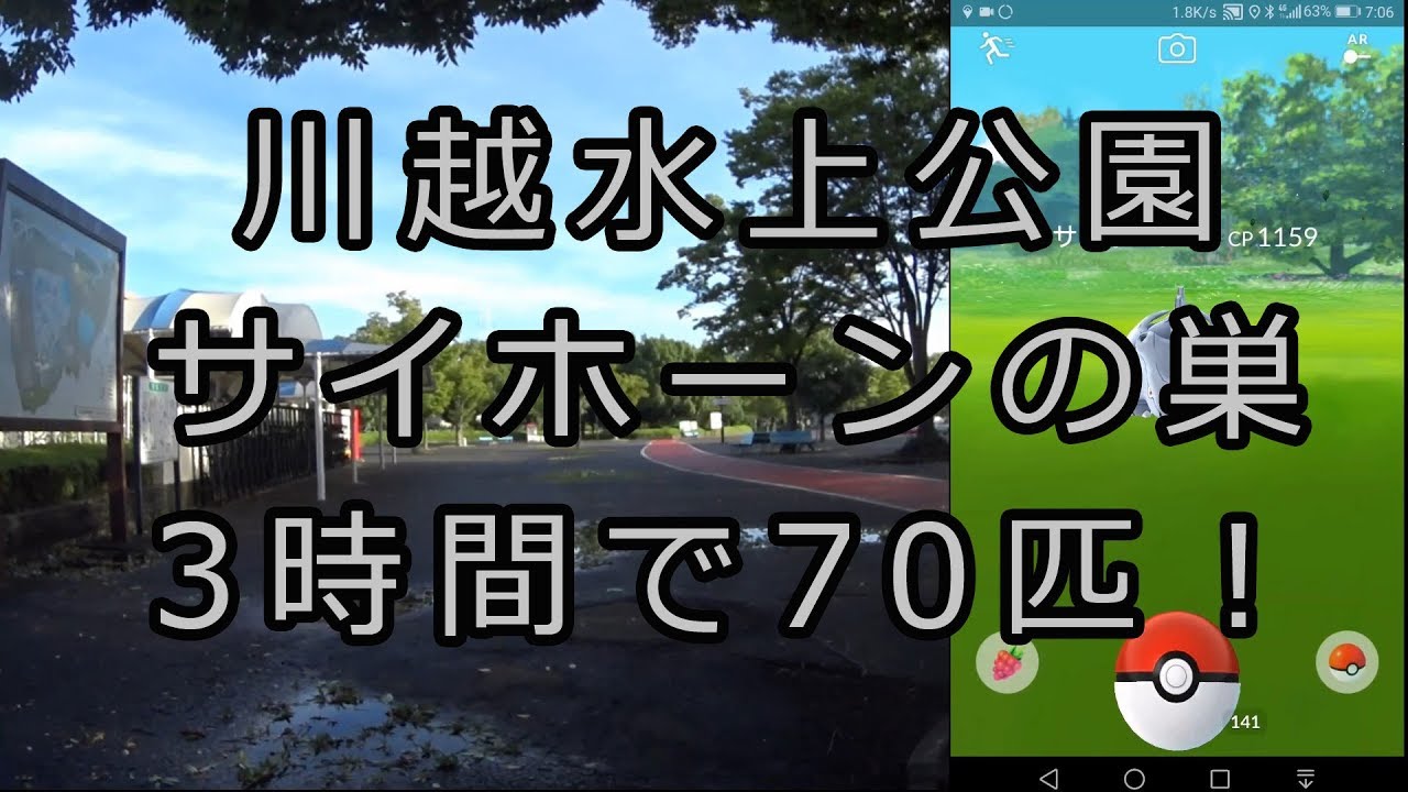 【ポケモンGO】折り畳み自転車使って3時間でサイホーン70匹！ in 川越水上公園