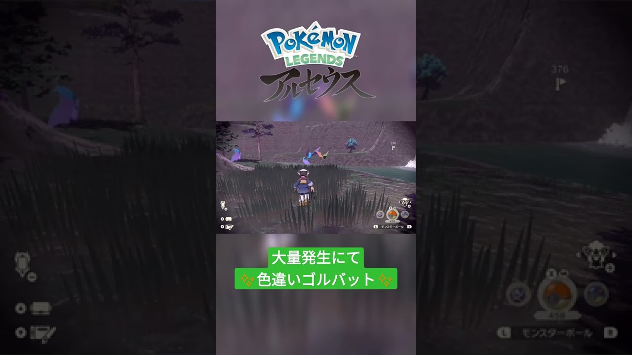 【色違い】Pokémon LEGENDS アルセウス『ゴルバット』大量発生にて二度目の色違い✨ #shorts