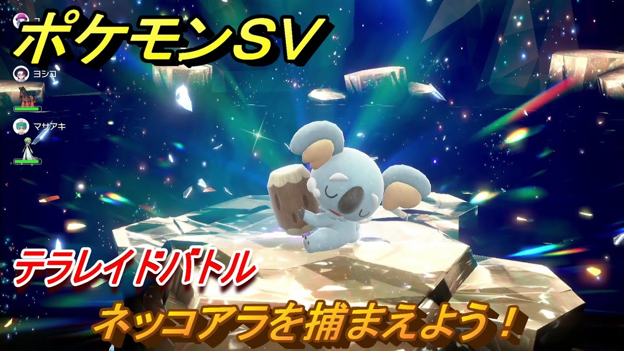 ポケモンＳＶ　ネッコアラを捕まえよう！テラレイドバトルでポケモン・経験値アイテムなどをゲットしよう！　【スカーレット・バイオレット】