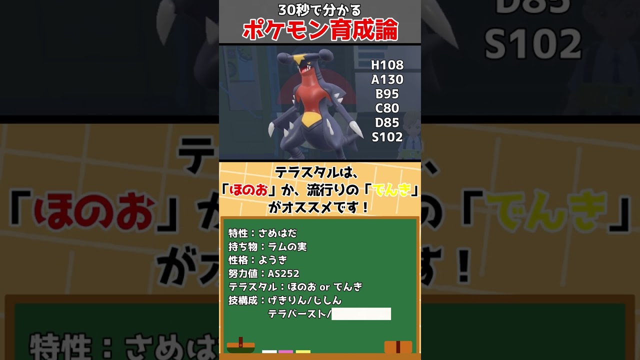 最強ガブリアスの育成論を30秒で紹介！【ポケモンSV】