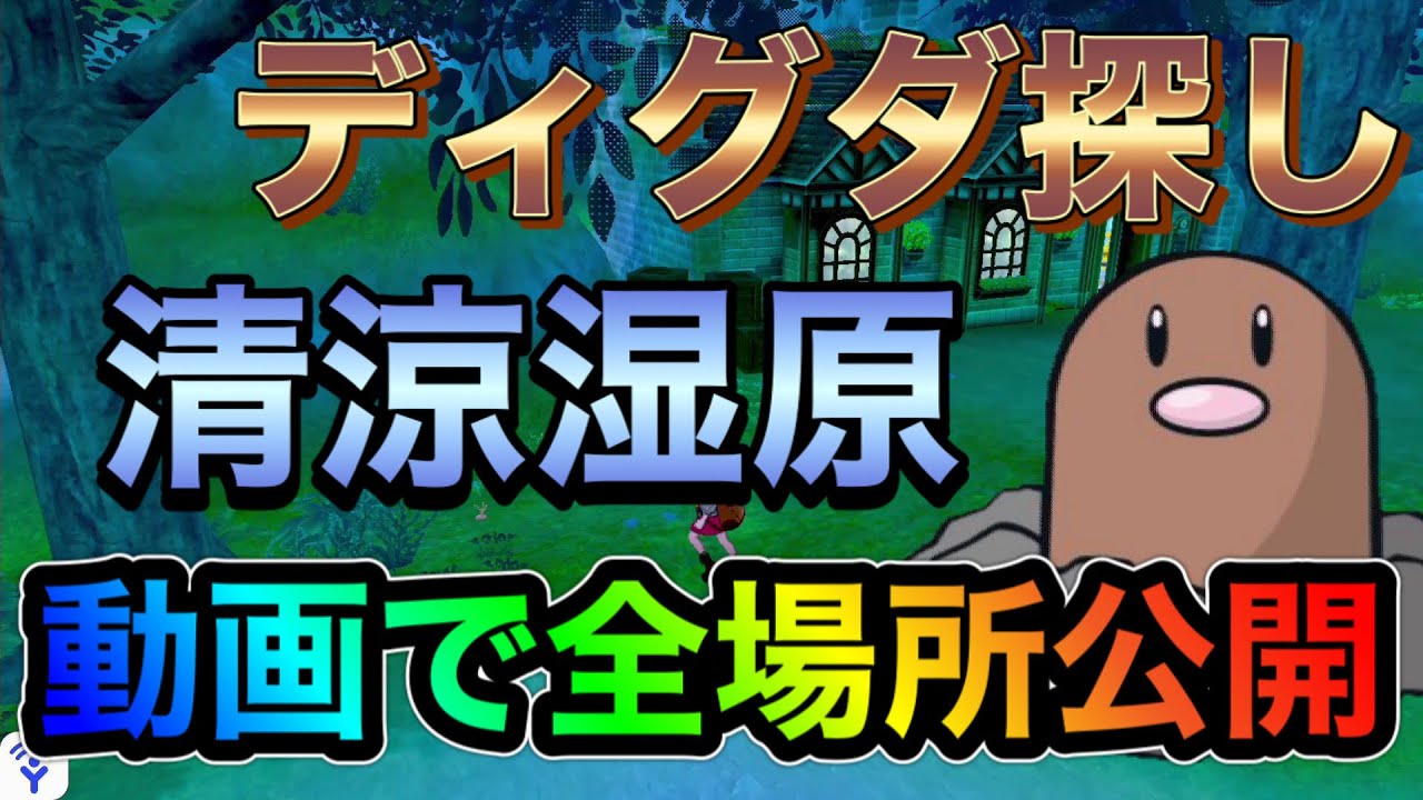 動画で解説！いったり来たりしない ディグダの場所まとめ 清涼湿原 ディグダ探し ディグダ150匹 鎧の孤島【ポケモン剣盾】