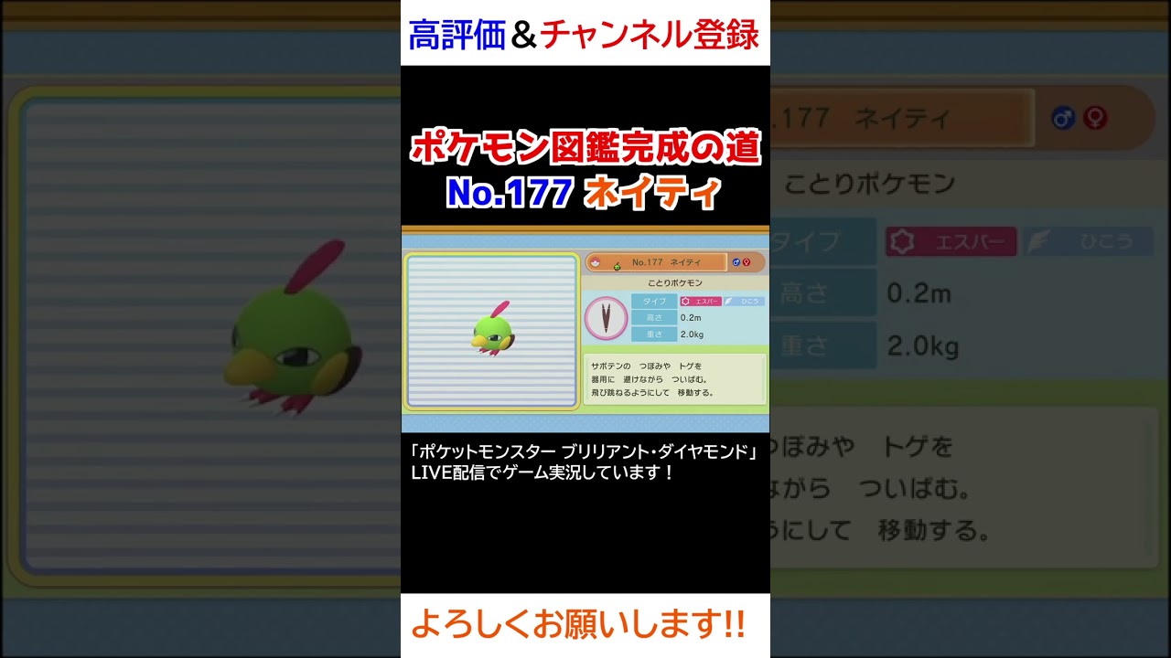 No.177 ネイティ図鑑登録完了！【ポケモンBDSP】