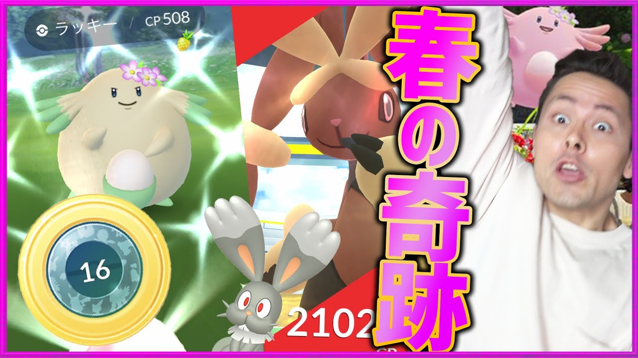 花飾りラッキー色違い！色違いホルビー！メガミミロップ！春イベントは2㎞卵を割りまくれ！【ポケモンGO】