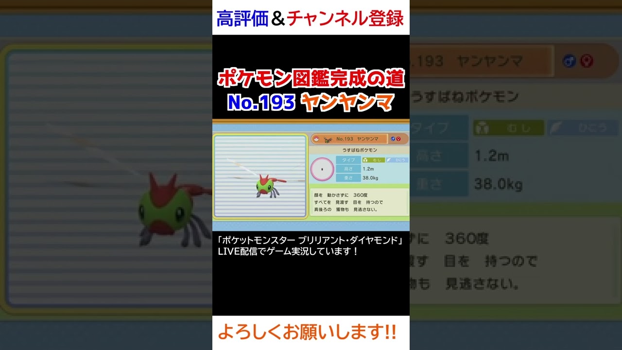 No.193 ヤンヤンマ図鑑登録完了！【ポケモンBDSP】