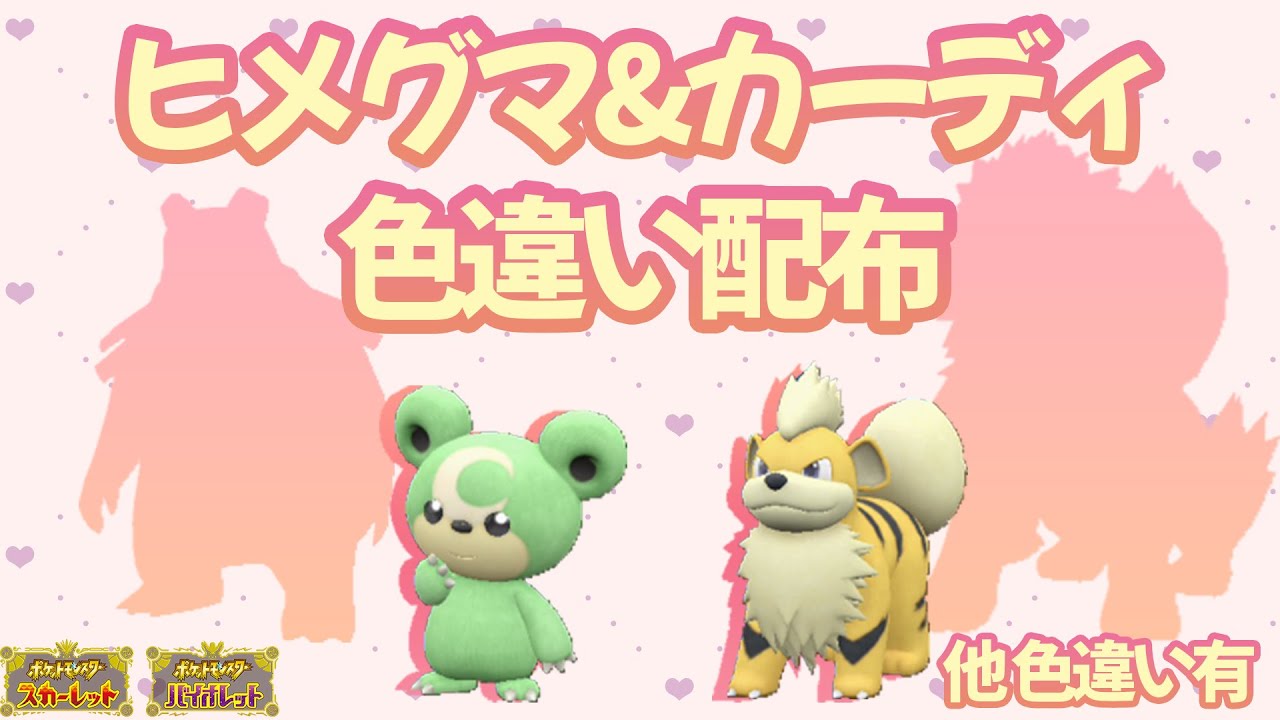【ポケモンSV】色違いヒメグマとガーディなどたくさん配布するよ！【色違い厳選&配布】