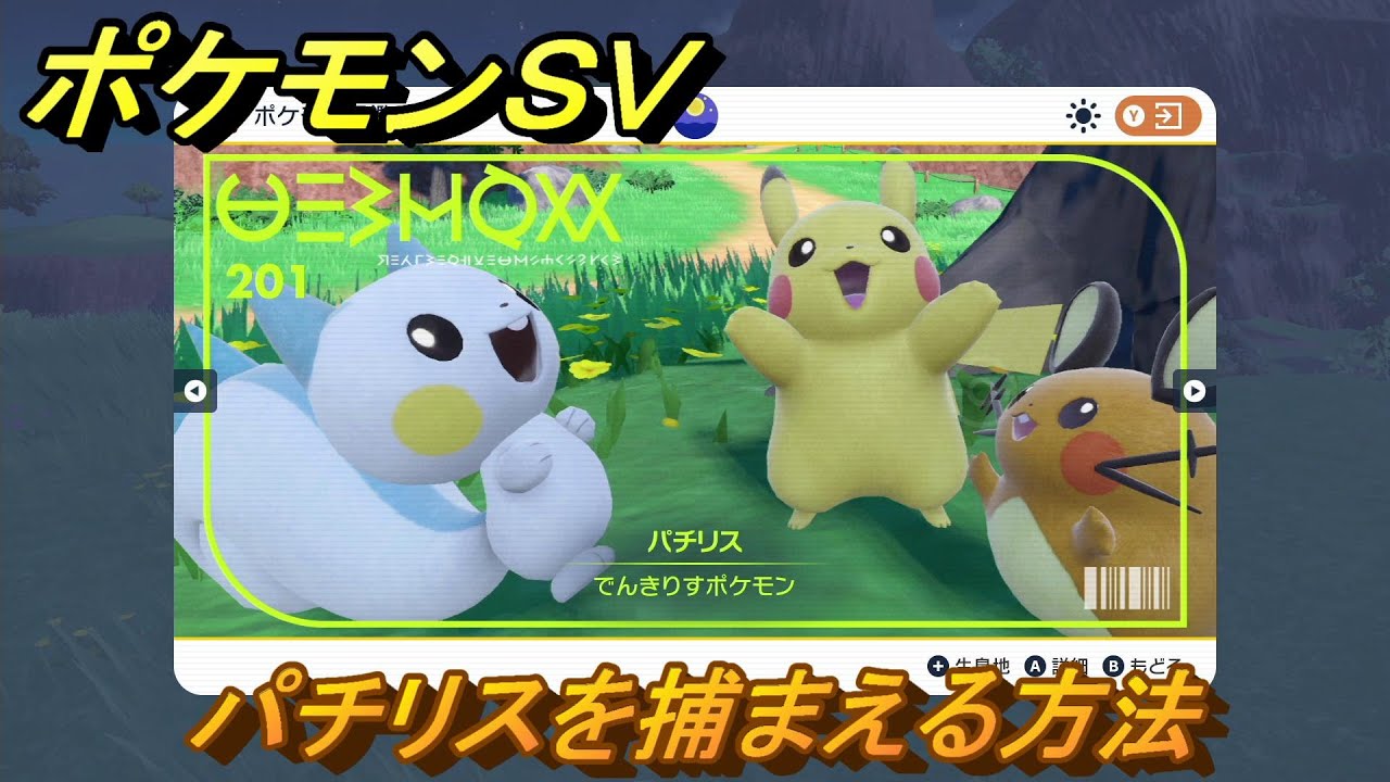 ポケモンＳＶ　パチリスを捕まえる方法！出現場所は？図鑑No.２０１　ポケモン図鑑を埋めよう！　【スカーレット・バイオレット】