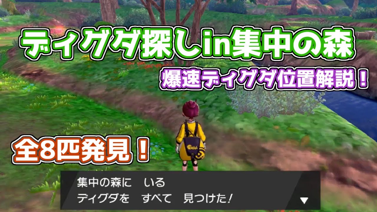 集中の森でのディグダの位置解説！全8匹発見【ポケモン剣盾】ゆっくり解説　ディグダ150匹