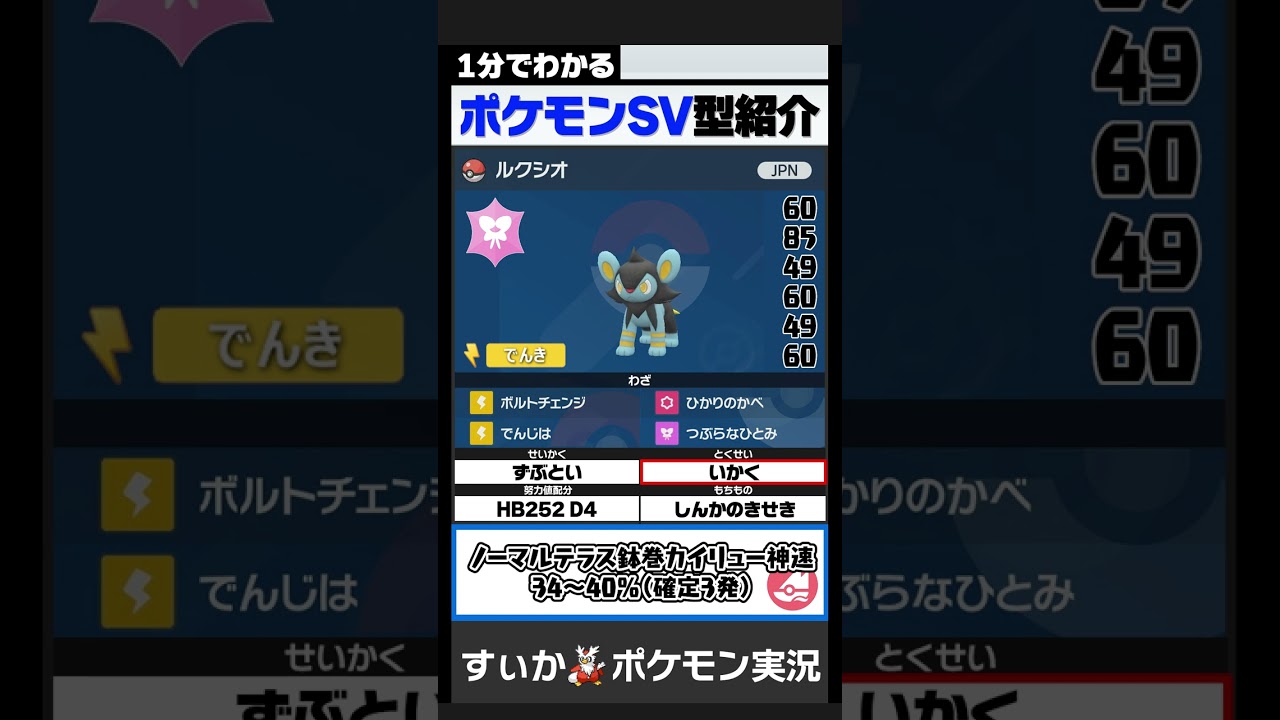 【耐久がバグ】先制で一気に攻撃を下げまくる輝石ルクシオが強すぎたので紹介します【1分でわかるルクシオ編】【ポケモンSV】