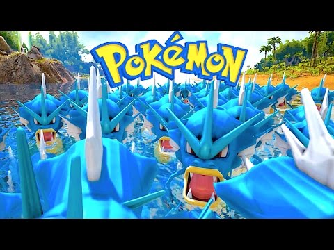 ギャラドス１００匹で海の生物を絶滅してみた！【ポケットモンスターARK】ポケモンmod 実況 （Gyarados×100 VS Giganotosaurus）